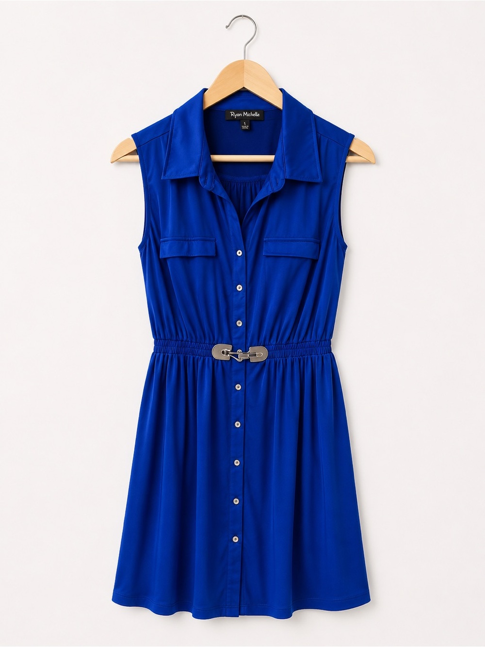 NWOT New Ryan Michelle Blue Sleeveless Dress Large L